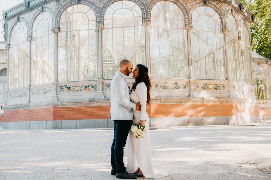 elope in madrid crystal palace elopement couple eloping spain photographer